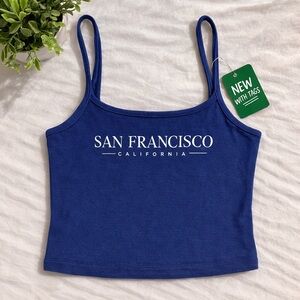 San Francisco California Graphic Crop Tank Top Blue Size M NWT